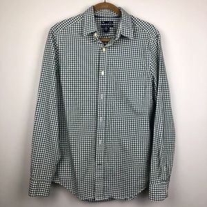 Gap Slim Fit Mens Dress Shirt Medium Green & Blue Plaid
